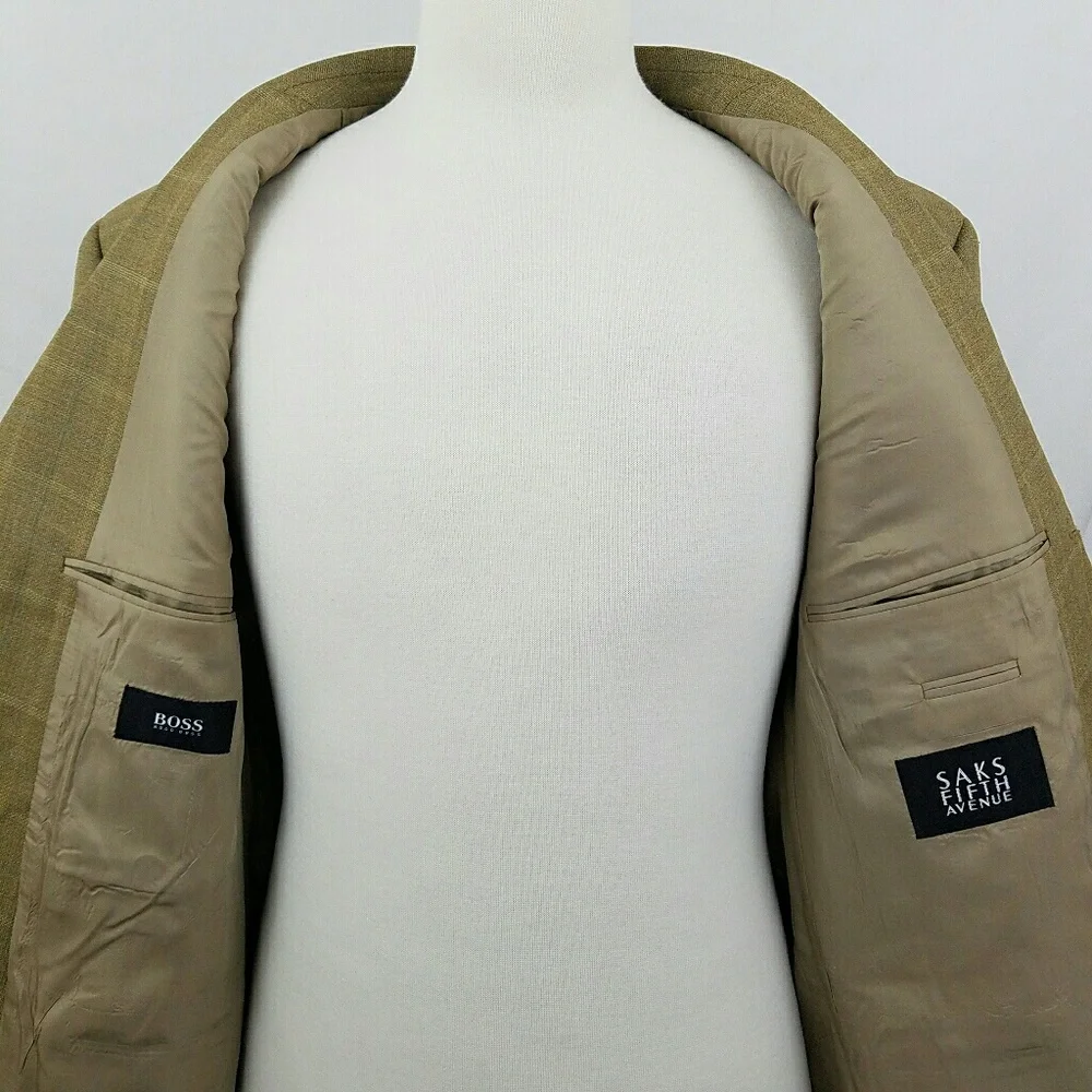Hugo Boss Olive Green Windowpane Sport Coat - Picture 6 of 8
